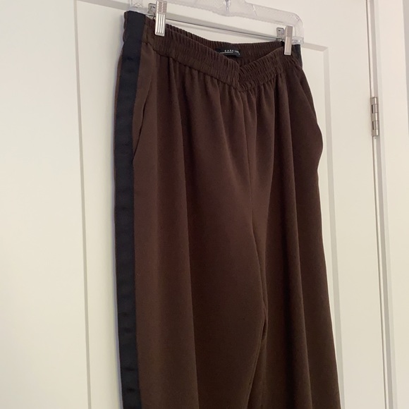 Brown dress pant with banded waist and black tuxedo stripe - Picture 2 of 3
